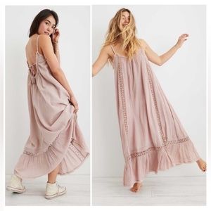 Aerie Crochet Trim Maxi Dress Size S